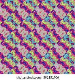 Abstract geometric colorful seamless pattern for background. Decorative backdrop can be used for wallpaper, pattern fills, web page background, surface textures. Old vintage retro energy pattern.