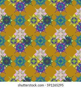 Abstract geometric colorful seamless pattern for background. Decorative backdrop can be used for wallpaper, pattern fills, web page background, surface textures. Old vintage retro energy pattern.