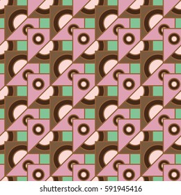 Abstract geometric colorful seamless pattern for background. Decorative backdrop can be used for wallpaper, pattern fills, web page background, surface textures. Old vintage retro energy pattern.