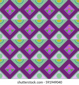 Abstract geometric colorful seamless pattern for background. Decorative backdrop can be used for wallpaper, pattern fills, web page background, surface textures. Old vintage retro energy pattern.