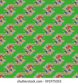 Abstract geometric colorful seamless pattern for background. Decorative backdrop can be used for wallpaper, pattern fills, web page background, surface textures. Old vintage retro energy pattern.