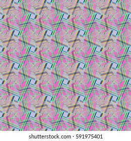 Abstract geometric colorful seamless pattern for background. Decorative backdrop can be used for wallpaper, pattern fills, web page background, surface textures. Old vintage retro energy pattern.