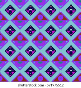 Abstract geometric colorful seamless pattern for background. Decorative backdrop can be used for wallpaper, pattern fills, web page background, surface textures. Old vintage retro energy pattern.