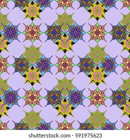 Abstract geometric colorful seamless pattern for background. Decorative backdrop can be used for wallpaper, pattern fills, web page background, surface textures. Old vintage retro energy pattern.