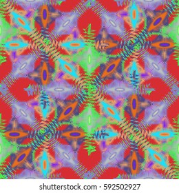 Abstract geometric colorful seamless pattern for background. Decorative backdrop can be used for wallpaper, pattern fills, web page background, surface textures. Old vintage retro energy pattern.