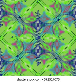 Abstract geometric colorful seamless pattern for background. Decorative backdrop can be used for wallpaper, pattern fills, web page background, surface textures. Old vintage retro energy pattern.