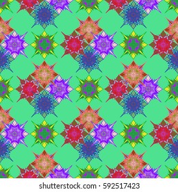Abstract geometric colorful seamless pattern for background. Decorative backdrop can be used for wallpaper, pattern fills, web page background, surface textures. Old vintage retro energy pattern.