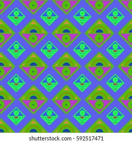 Abstract geometric colorful seamless pattern for background. Decorative backdrop can be used for wallpaper, pattern fills, web page background, surface textures. Old vintage retro energy pattern.