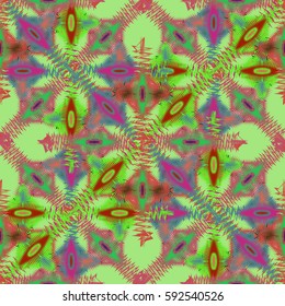 Abstract geometric colorful seamless pattern for background. Decorative backdrop can be used for wallpaper, pattern fills, web page background, surface textures. Old vintage retro energy pattern.