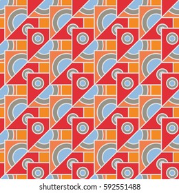 Abstract geometric colorful seamless pattern for background. Decorative backdrop can be used for wallpaper, pattern fills, web page background, surface textures. Old vintage retro energy pattern.