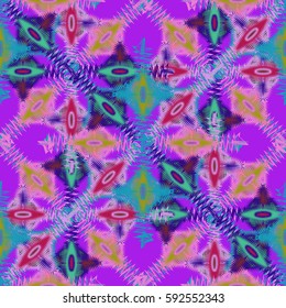 Abstract geometric colorful seamless pattern for background. Decorative backdrop can be used for wallpaper, pattern fills, web page background, surface textures. Old vintage retro energy pattern.