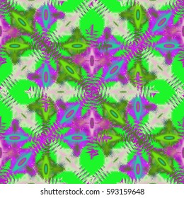 Abstract geometric colorful seamless pattern for background. Decorative backdrop can be used for wallpaper, pattern fills, web page background, surface textures. Old vintage retro energy pattern.