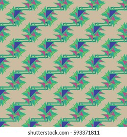 Abstract geometric colorful seamless pattern for background. Decorative backdrop can be used for wallpaper, pattern fills, web page background, surface textures. Old vintage retro energy pattern.