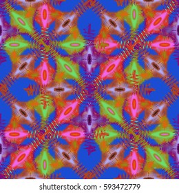 Abstract geometric colorful seamless pattern for background. Decorative backdrop can be used for wallpaper, pattern fills, web page background, surface textures. Old vintage retro energy pattern.