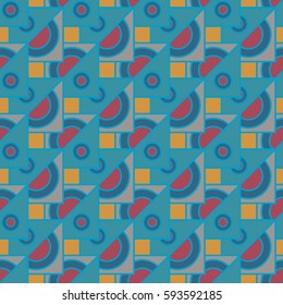 Abstract geometric colorful seamless pattern for background. Decorative backdrop can be used for wallpaper, pattern fills, web page background, surface textures. Old vintage retro energy pattern.