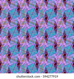 Abstract geometric colorful seamless pattern for background. Decorative backdrop can be used for wallpaper, pattern fills, web page background, surface textures. Old vintage retro energy pattern.