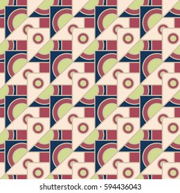 Abstract geometric colorful seamless pattern for background. Decorative backdrop can be used for wallpaper, pattern fills, web page background, surface textures. Old vintage retro energy pattern.