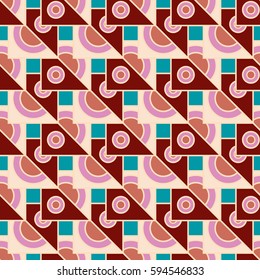 Abstract geometric colorful seamless pattern for background. Decorative backdrop can be used for wallpaper, pattern fills, web page background, surface textures. Old vintage retro energy pattern.