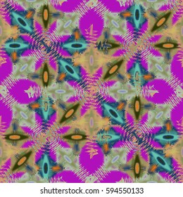 Abstract geometric colorful seamless pattern for background. Decorative backdrop can be used for wallpaper, pattern fills, web page background, surface textures. Old vintage retro energy pattern.