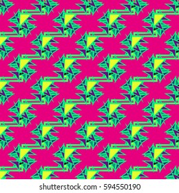 Abstract geometric colorful seamless pattern for background. Decorative backdrop can be used for wallpaper, pattern fills, web page background, surface textures. Old vintage retro energy pattern.