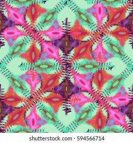 Abstract geometric colorful seamless pattern for background. Decorative backdrop can be used for wallpaper, pattern fills, web page background, surface textures. Old vintage retro energy pattern.