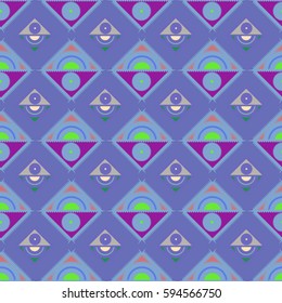 Abstract geometric colorful seamless pattern for background. Decorative backdrop can be used for wallpaper, pattern fills, web page background, surface textures. Old vintage retro energy pattern.