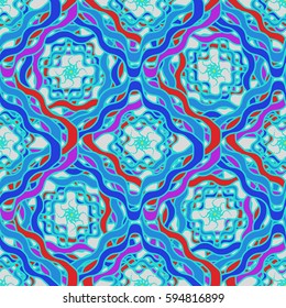 Abstract geometric colorful seamless pattern for background. Decorative backdrop can be used for wallpaper, pattern fills, web page background, surface textures. Old vintage retro energy pattern.