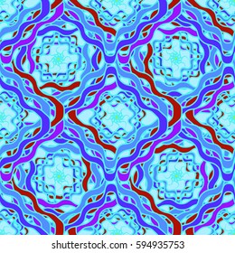Abstract geometric colorful seamless pattern for background. Decorative backdrop can be used for wallpaper, pattern fills, web page background, surface textures. Old vintage retro energy pattern.