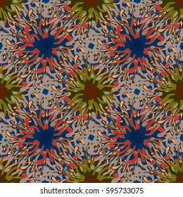 Abstract geometric colorful seamless pattern for background. Decorative backdrop can be used for wallpaper, pattern fills, web page background, surface textures. Old vintage retro energy pattern.