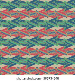 Abstract geometric colorful seamless pattern for background. Decorative backdrop can be used for wallpaper, pattern fills, web page background, surface textures. Old vintage retro energy pattern.