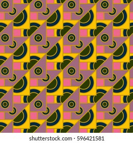 Abstract geometric colorful seamless pattern for background. Decorative backdrop can be used for wallpaper, pattern fills, web page background, surface textures. Old vintage retro energy pattern.