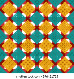 Abstract geometric colorful seamless pattern for background. Decorative backdrop can be used for wallpaper, pattern fills, web page background, surface textures. Old vintage retro energy pattern.