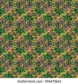 Abstract geometric colorful seamless pattern for background. Decorative backdrop can be used for wallpaper, pattern fills, web page background, surface textures. Old vintage retro energy pattern.