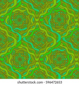 Abstract geometric colorful seamless pattern for background. Decorative backdrop can be used for wallpaper, pattern fills, web page background, surface textures. Old vintage retro energy pattern.