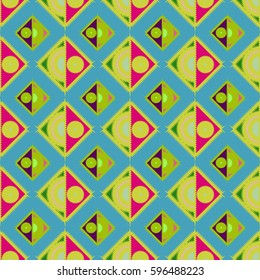 Abstract geometric colorful seamless pattern for background. Decorative backdrop can be used for wallpaper, pattern fills, web page background, surface textures. Old vintage retro energy pattern.