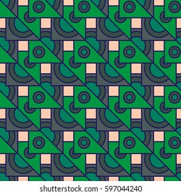 Abstract geometric colorful seamless pattern for background. Decorative backdrop can be used for wallpaper, pattern fills, web page background, surface textures. Old vintage retro energy pattern.
