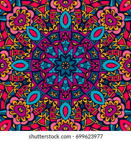 Abstract geometric colorful seamless pattern. fancy doodle design background