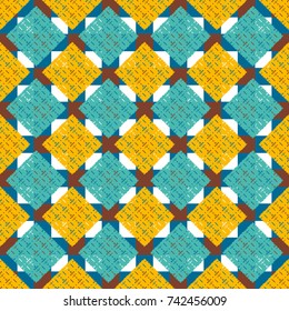 Abstract geometric colorful seamless pattern for background. Decorative backdrop can be used for wallpaper, pattern fills, web page background, surface textures. Old vintage retro energy pattern.