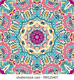 Abstract geometric colorful seamless pattern. fancy doodle design background