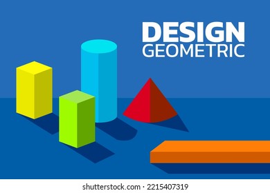 Abstract geometric colorful silhouette pattern background. isometric mockup graphic design