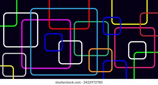 Abstract geometric colorful square shape on the dark background