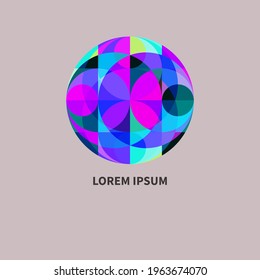 Abstract geometric colorful unique round logo. Vector illustration