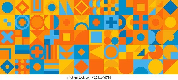 Abstract geometric colorful vector background in Bauhaus style