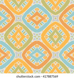 Abstract geometric colorful vector seamless pattern. Ethnic motifs background.