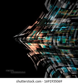 Abstract geometric colors motion on a black vector wallpaper backgrounds