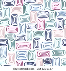 Abstract geometric colourful seamless pattern. Rectangle square geometric pattern. Square Geometric Pattern in Blue, green and Pink Color on white background.