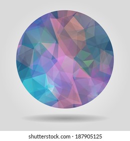 Abstract geometric colourful spherical shape from triangular faces for graphic design