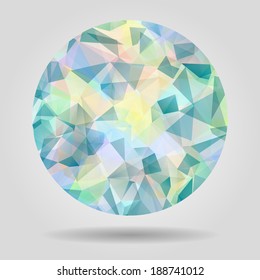 Abstract geometric colourful spherical shape with triangular polygons