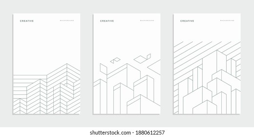Abstract geometric company brochure  Architectural construction  Corporate identity flyer  Vector set business presentation 