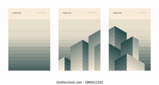 Abstract geometric company brochure. Architectural construction. Corporate identity flyer. Vector set business presentation.